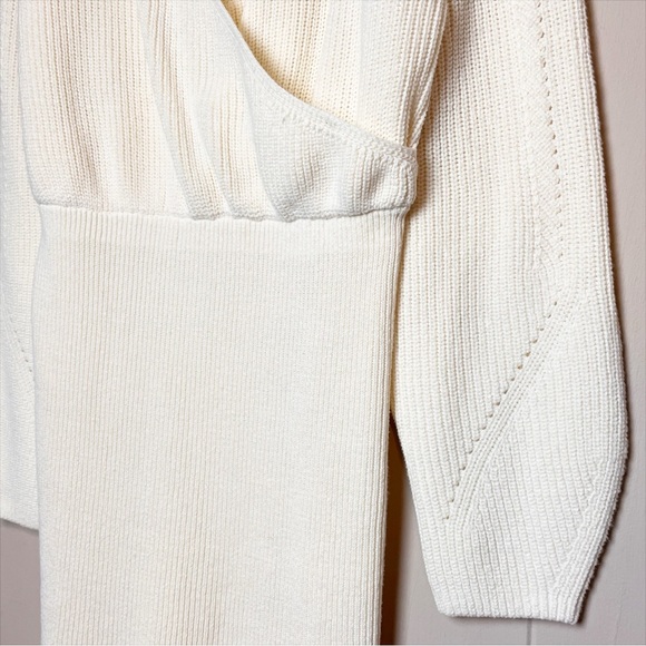 Tularosa Mia Surplice Mini Dress Large sweater knit ivory cream long sleeve boho - Picture 4 of 13